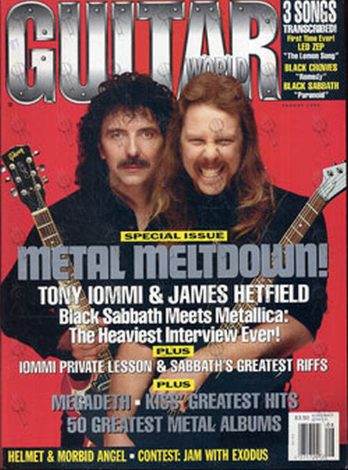 BLACK SABBATH|METALLICA - 'Guitar World' - August 1992 - Tony Iommi & James Hetfield On Cover - 1