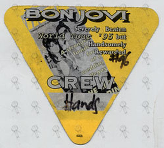 BON JOVI - 1995 World Tour &#39;Crew&#39; Cloth Sticker Pass - 1