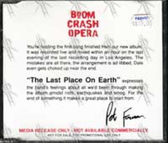 BOOM CRASH OPERA - The Last Place On Earth - 2