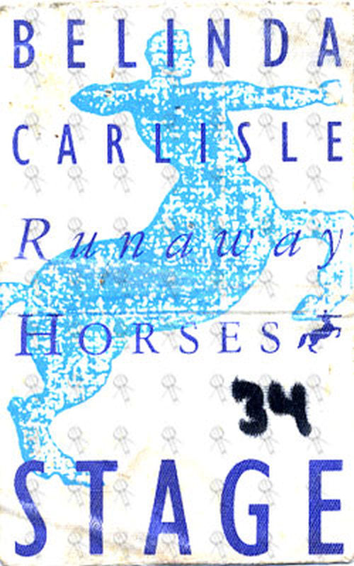 CARLISLE-- BELINDA - Unused &#39;Runaway Horses&#39; Stage Cloth Sticker Pass - 1
