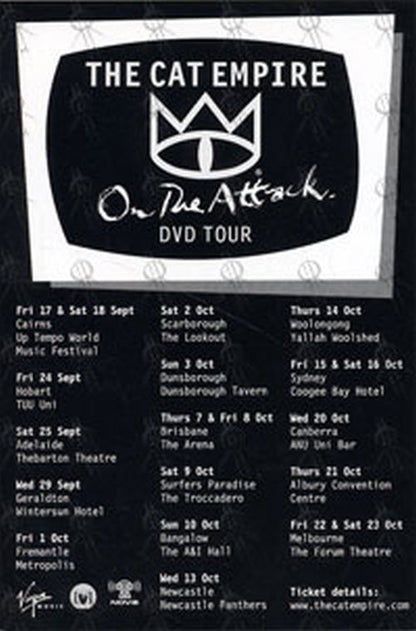 CAT EMPIRE-- THE - 'On The Attack' DVD Tour Promotional Flyer - 1