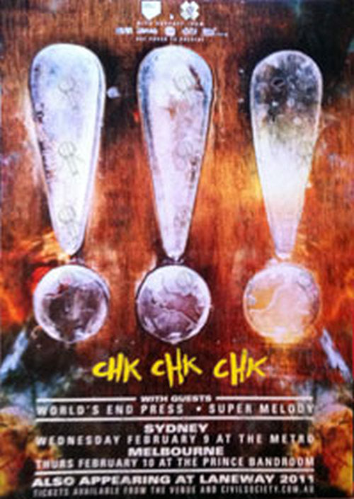 !!! (CHK-- CHK-- CHK) - 2011 Australian Tour Poster - 1