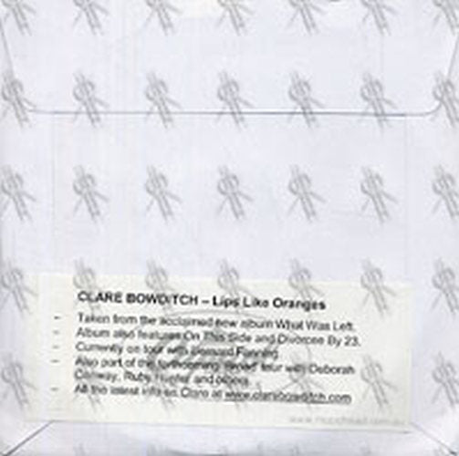CLARE BOWDITCH AND THE FEEDING SET - Lips Like Oranges - 2
