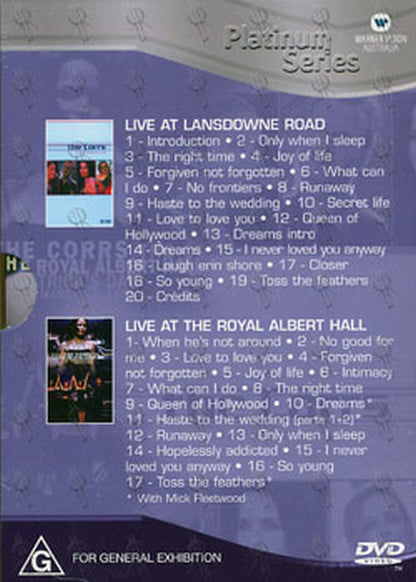 CORRS-- THE - Platinum Series: Live At Royal Albert Hall & Live At Lansdowne Road - 2