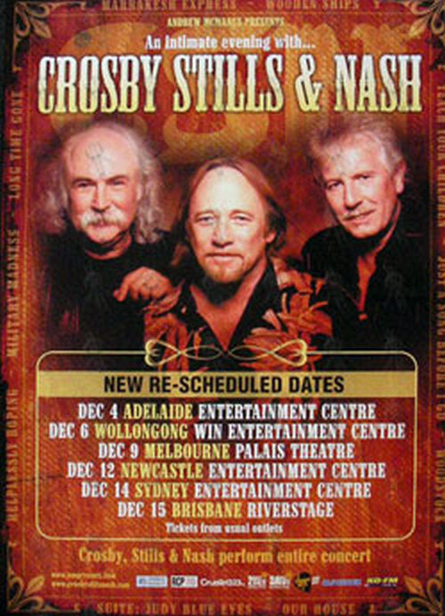 CROSBY-- STILLS &amp; NASH - 2007 Australian Tour Poster - 1