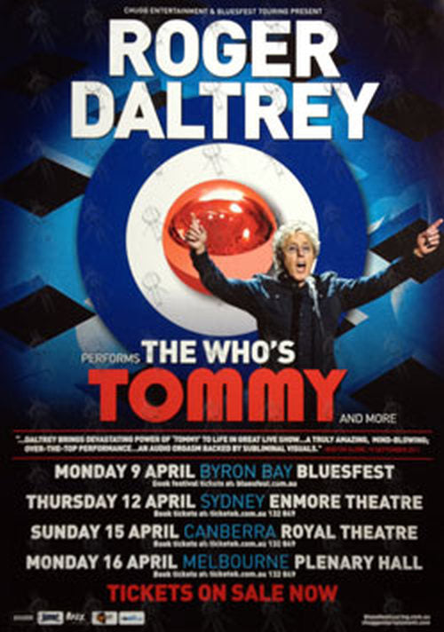 DALTREY-- ROGER - &#39;Tommy&#39; Cancelled 2012 Australian Tour Poster - 1