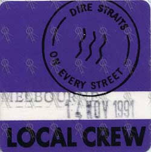 Tennis Centre, Melbourne, 14th November 1991 On Every Street Tour Local Crew Pass