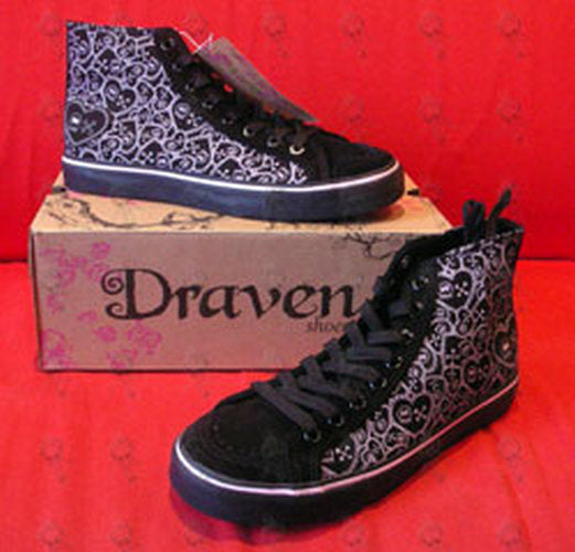 DRAVEN - Black & Pink 'Skulletine' Design Womens High-Top Shoes - 1