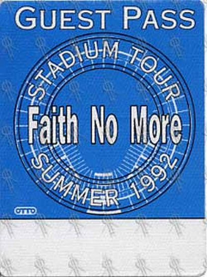 FAITH NO MORE - Summer 1992 Stadium Tour Guest Pass - 2