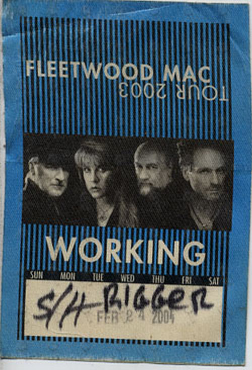 FLEETWOOD MAC - 2003 World Tour Used Working Cloth Sticker Passs - 1
