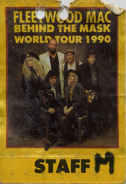 FLEETWOOD MAC - &#39;Behind The Mask World Tour 1990&#39; Used Staff Cloth Sticker Pass - 1