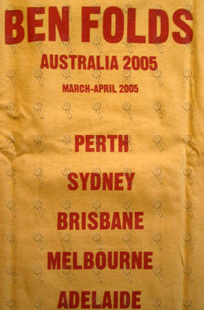 FOLDS-- BEN - Yellow 'Songs For Silverman' Australian 2005 Tour T-Shirt - 4