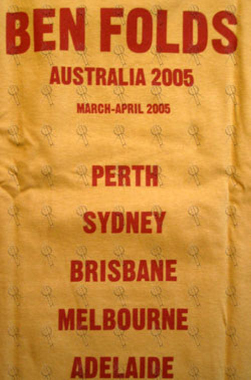 FOLDS-- BEN - Yellow 'Songs For Silverman' Australian 2005 Tour T-Shirt - 4