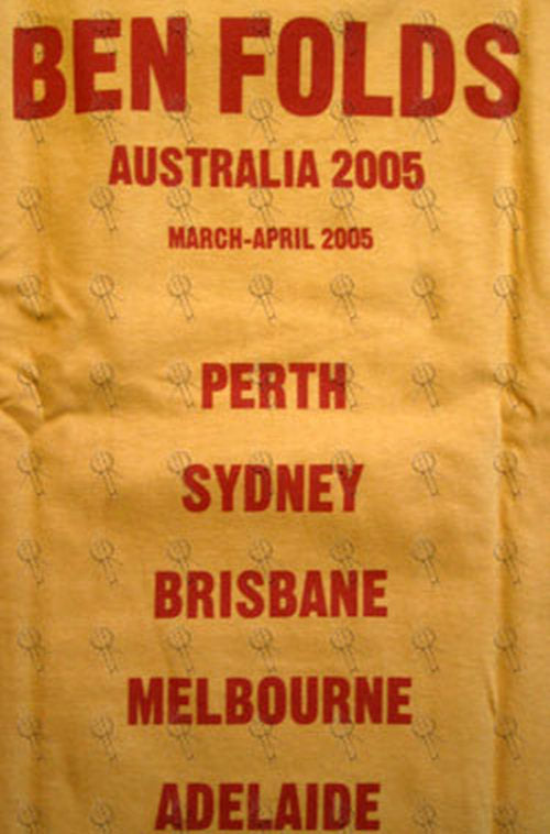FOLDS-- BEN - Yellow &#39;Songs For Silverman&#39; Australian 2005 Tour T-Shirt - 4