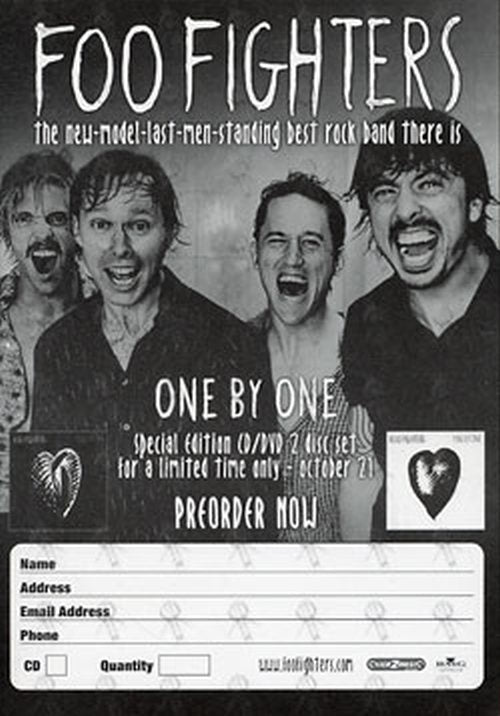 FOO FIGHTERS - &#39;One By One&#39; Record Store Preorder Form - 1