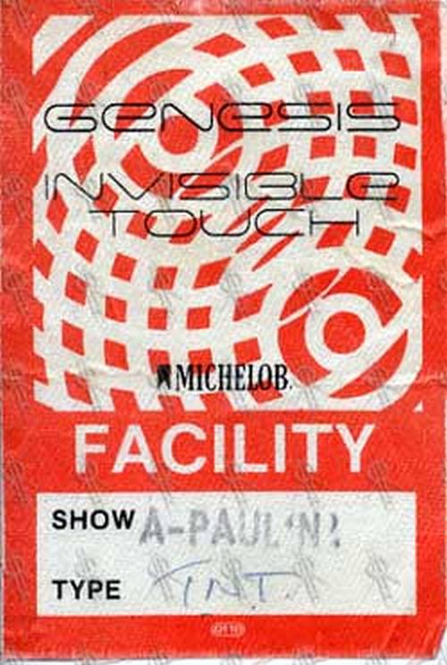 GENESIS - 'Invisible Touch' 1986/87 Tour Facility Pass - 1
