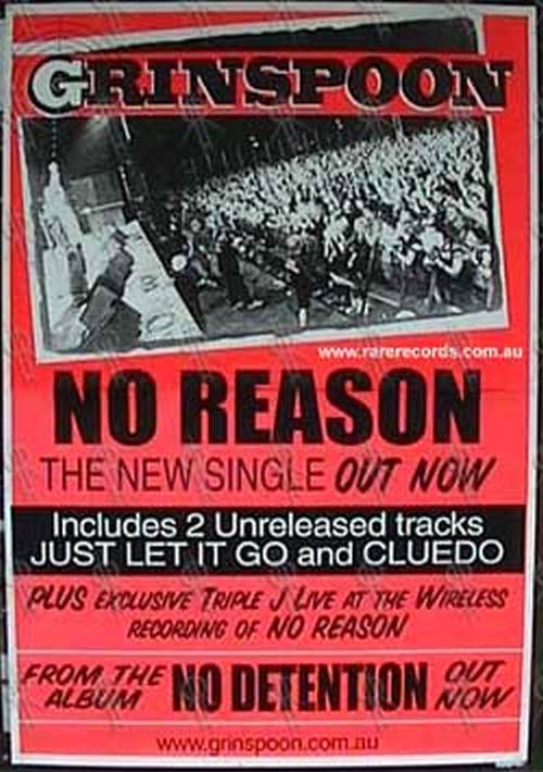 GRINSPOON - &#39;No Reason&#39; CD Single Poster - 1