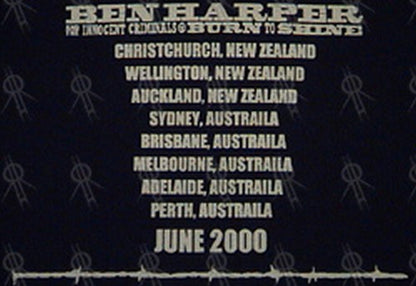 HARPER-- BEN - Navy Blue 'Burn To Shine' Misprinted Oz/NZ 2000 Tour T-Shirt - 4