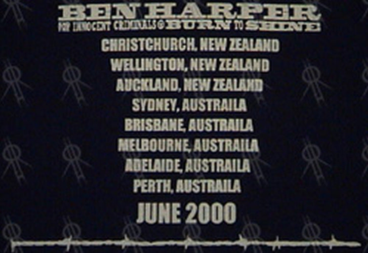 HARPER-- BEN - Navy Blue 'Burn To Shine' Misprinted Oz/NZ 2000 Tour T-Shirt - 4
