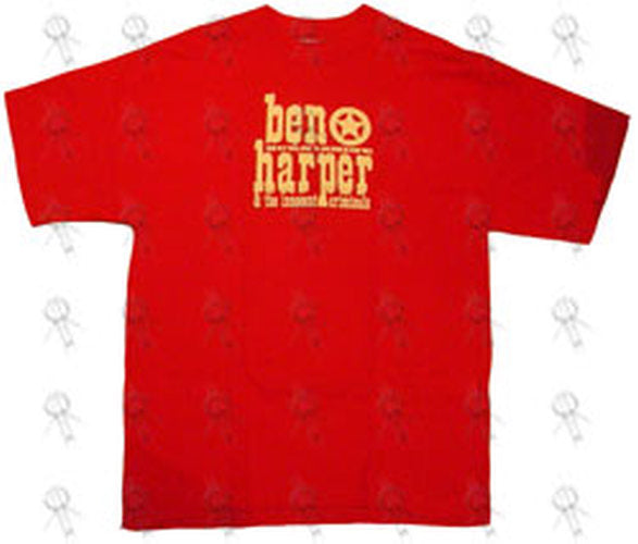 HARPER-- BEN - Red &#39;Burn To Shine&#39; Misprinted Oz/NZ 2000 Tour T-Shirt - 1