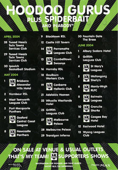 HOODOO GURUS - 'Mach Shau' Australian Tour Flyer - 2