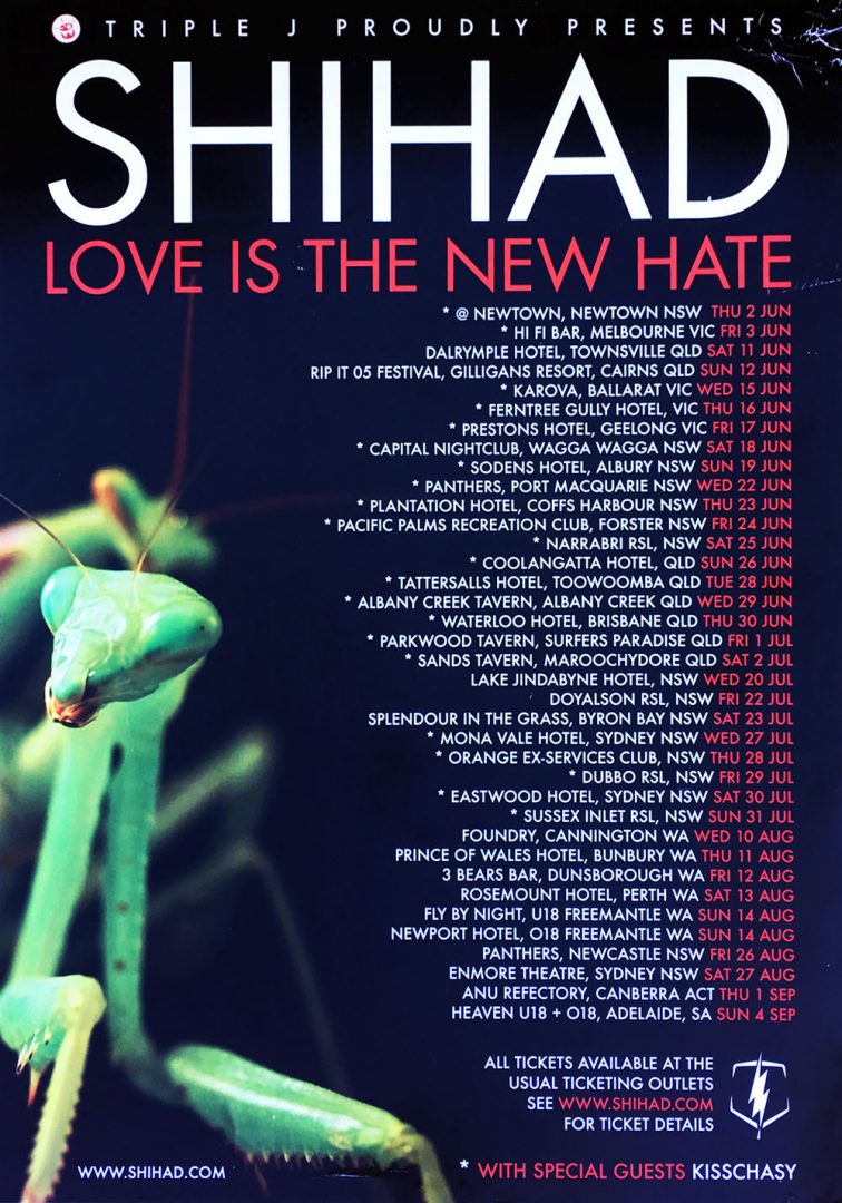 Love Is The New Hate 2005 Australian Tour Poster