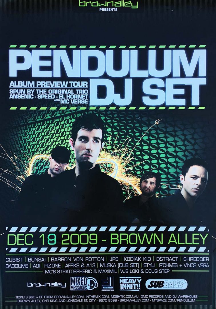 Brown Alley, Melbourne, 18th December 2009 DJ Set Show Poster
