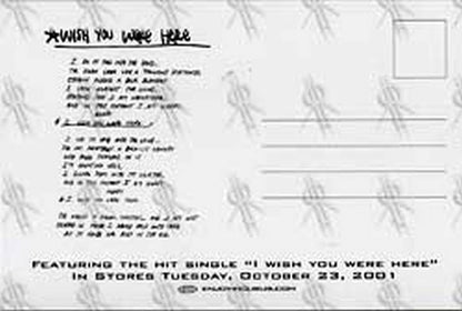 INCUBUS - 'Morning View' Postcard - 2