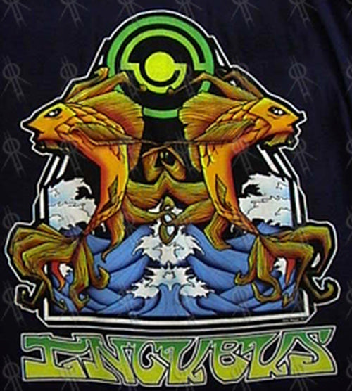 INCUBUS - Navy Blue &#39;Fighting Fish&#39; Design - Morning View 2001 Australian Tour T-Shirt - 2