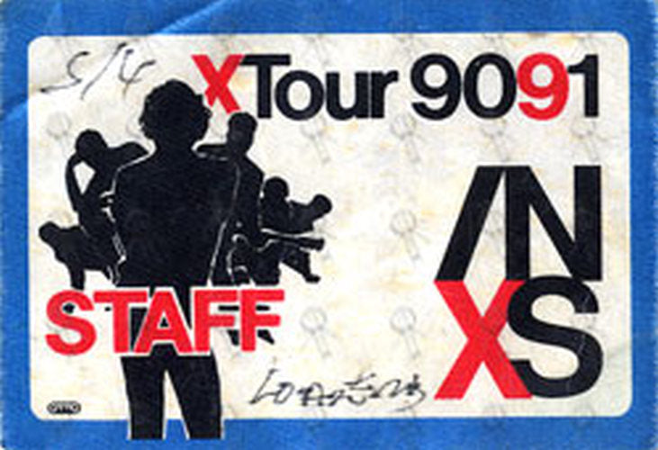 INXS - 'Xtour 9091' Used Staff Cloth Sticker Pass - 1