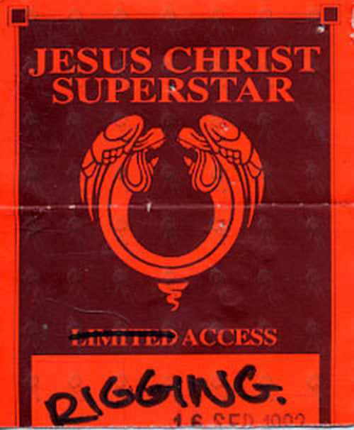 JESUS CHRIST SUPERSTAR - 1992 Australian Tour Paper &#39;Acess&#39; Pass - 1