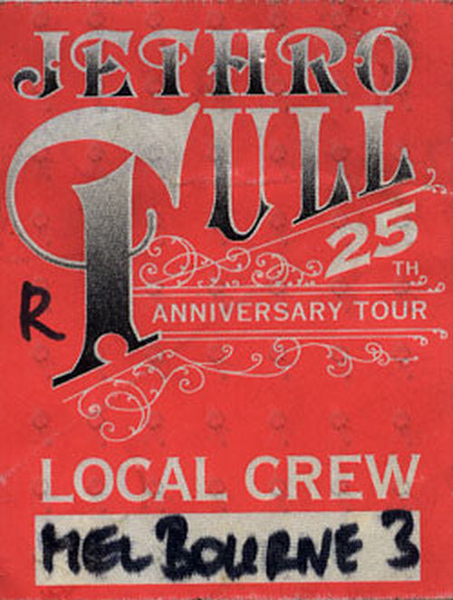 JETHRO TULL - Unused '25th Anniversary Tour' Local Crew Cloth Sticker Pass - 1