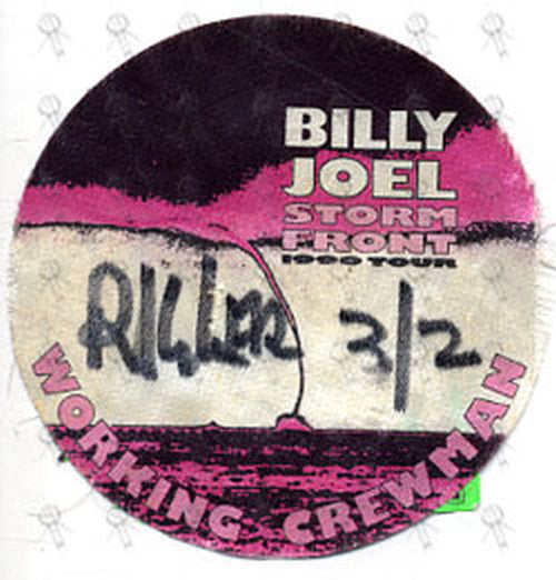 JOEL-- BILLY - &#39;Storm Front 1990 Tour&#39; Working Crewman Cloth Sticker Pass - 1