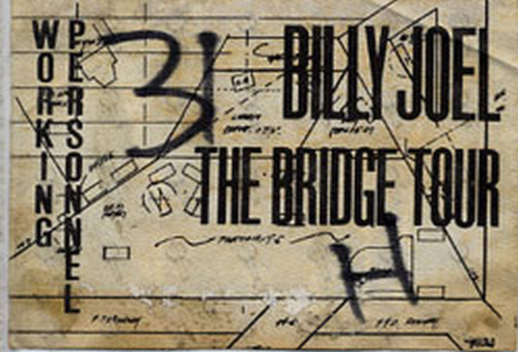 JOEL-- BILLY - &#39;The Bridge Tour&#39; Working Personnel Cloth Sticker Pass - 1