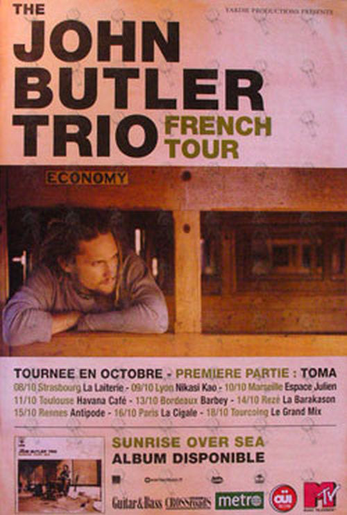 JOHN BUTLER TRIO-- THE - 'Sunrise Over Sea' Era French Tour Promo Poster - 1