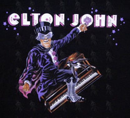 JOHN-- ELTON - Black 'Piano Man' Design 2006 World Tour T-Shirt - 2