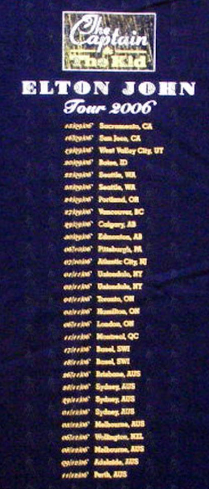 JOHN-- ELTON - Black 'The Captain & The Kid' World Tour T-Shirt - 4