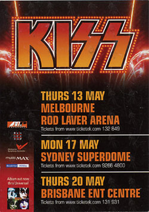 KISS - 2004 Australian Tour Postcard Flyer - 2
