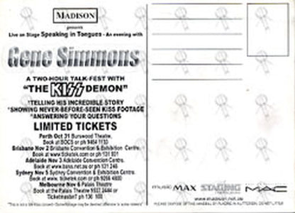 KISS - Gene Simmons Spoken Word Promo Postcard - 2