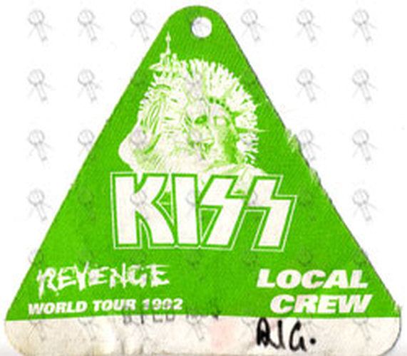 KISS - &#39;Revenge World Tour 1992&#39; Used Local Crew Cloth Sticker Pass - 1