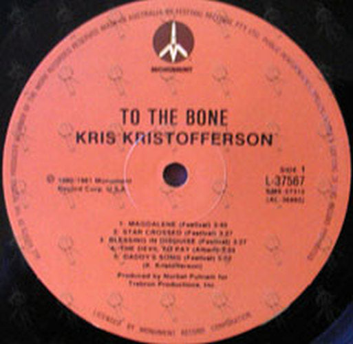 KRISTOFFERSON-- KRIS - To The Bone - 3