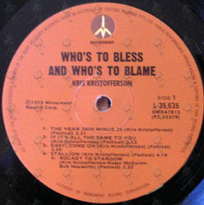 KRISTOFFERSON-- KRIS - Who's To Bless... - 3