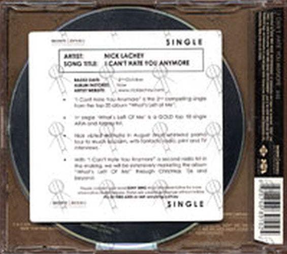 LACHEY-- NICK - I Can't Hate You Anymore - 2
