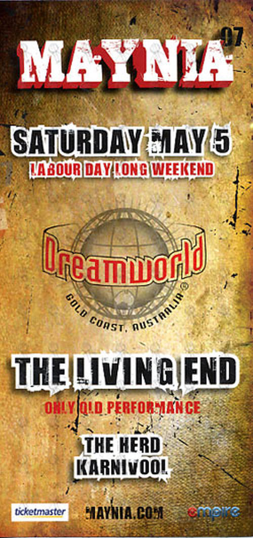 LIVING END-- THE - &#39;Maynia&#39; Saturday May 5 2007 Show Flyer - 1