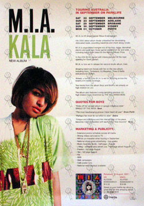 M.I.A. - 2007 Australian Tour Press Release - 1