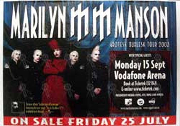 MANSON-- MARILYN - Vodafone Arena - Monday 15th September 2003 Show Poster - 1