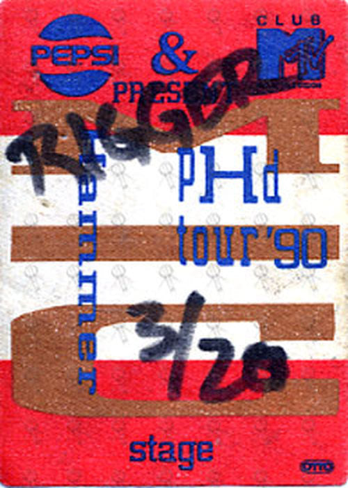 MC HAMMER - &#39;PHD Tour&#39; 1990 Stage Hand Cloth Sticker Pass - 1