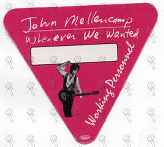 MELLENCAMP-- JOHN COUGAR - 'Whatever We Wanted' World Tour Working Personnel Pass - 1