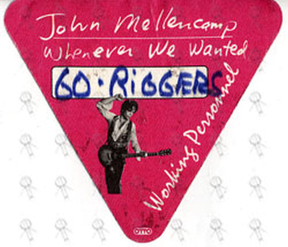 MELLENCAMP-- JOHN COUGAR - &#39;When Ever We Wanted World Tour&#39; Used Working Personnel Cloth Sticker Pass - 1