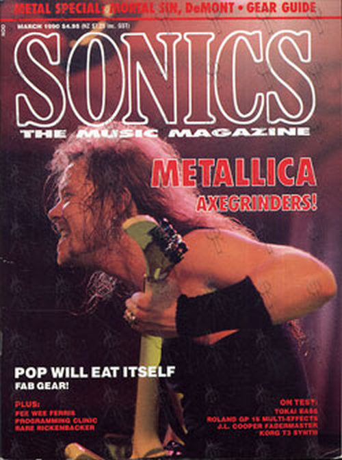 METALLICA - &#39;Sonics&#39; - March 1990 - James Hetfield On Cover - 1